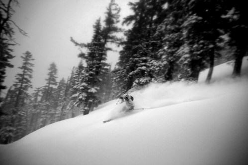 Having fun on Powderhouse at dusk in April.