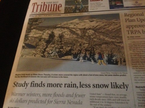 Front page of the Tahoe Daily Tribune, weekend edition