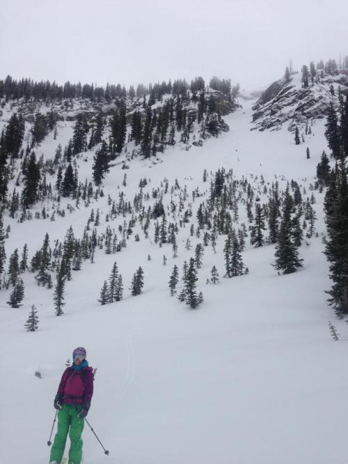 Juliana in front of Jaws, our first Utah backcountry run