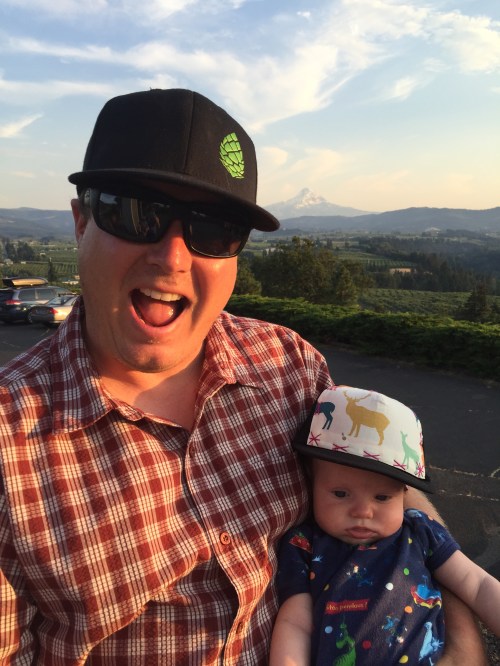 Declan and his dad in Hood River